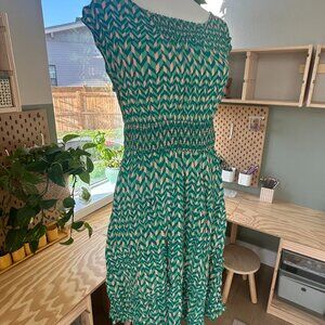 Maeve Anthropologie Green Geometric Dress